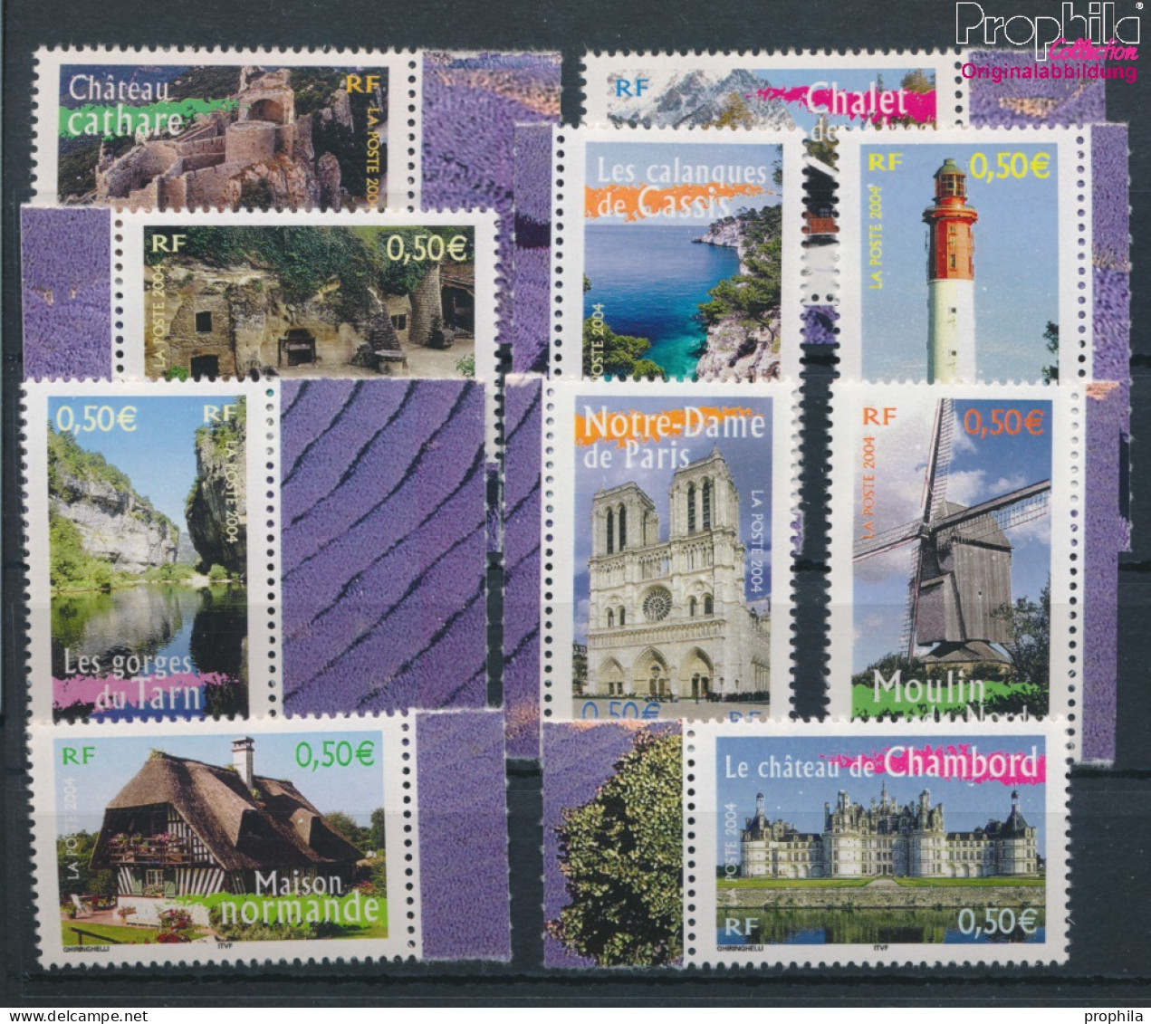 Frankreich 3850-3859 (kompl.Ausg.) Postfrisch 2004 Aspekte Der Regionen (10391249 - Unused Stamps