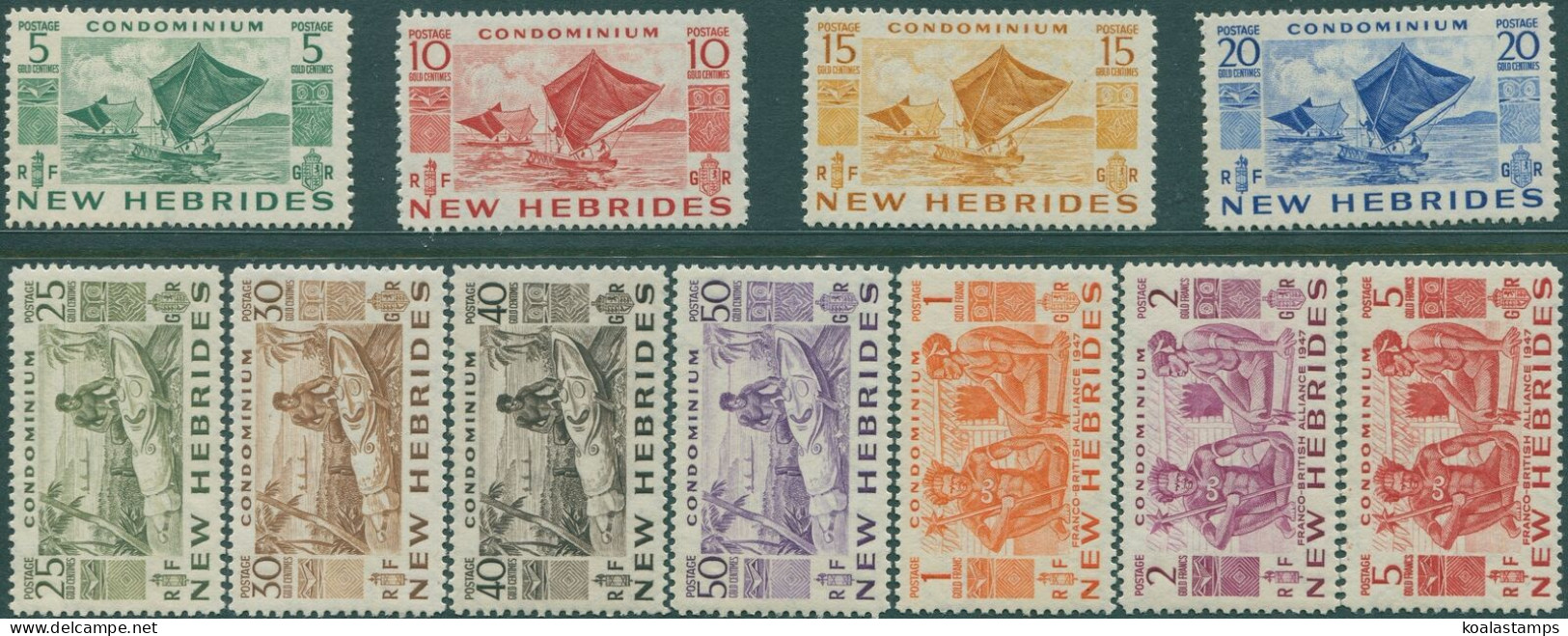 New Hebrides 1953 SG68-78 Outrigger Canoes Natives Set MNH - Autres & Non Classés