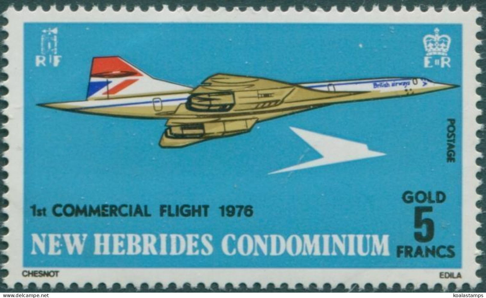 New Hebrides 1976 SG207 5f Concorde MNH - Other & Unclassified