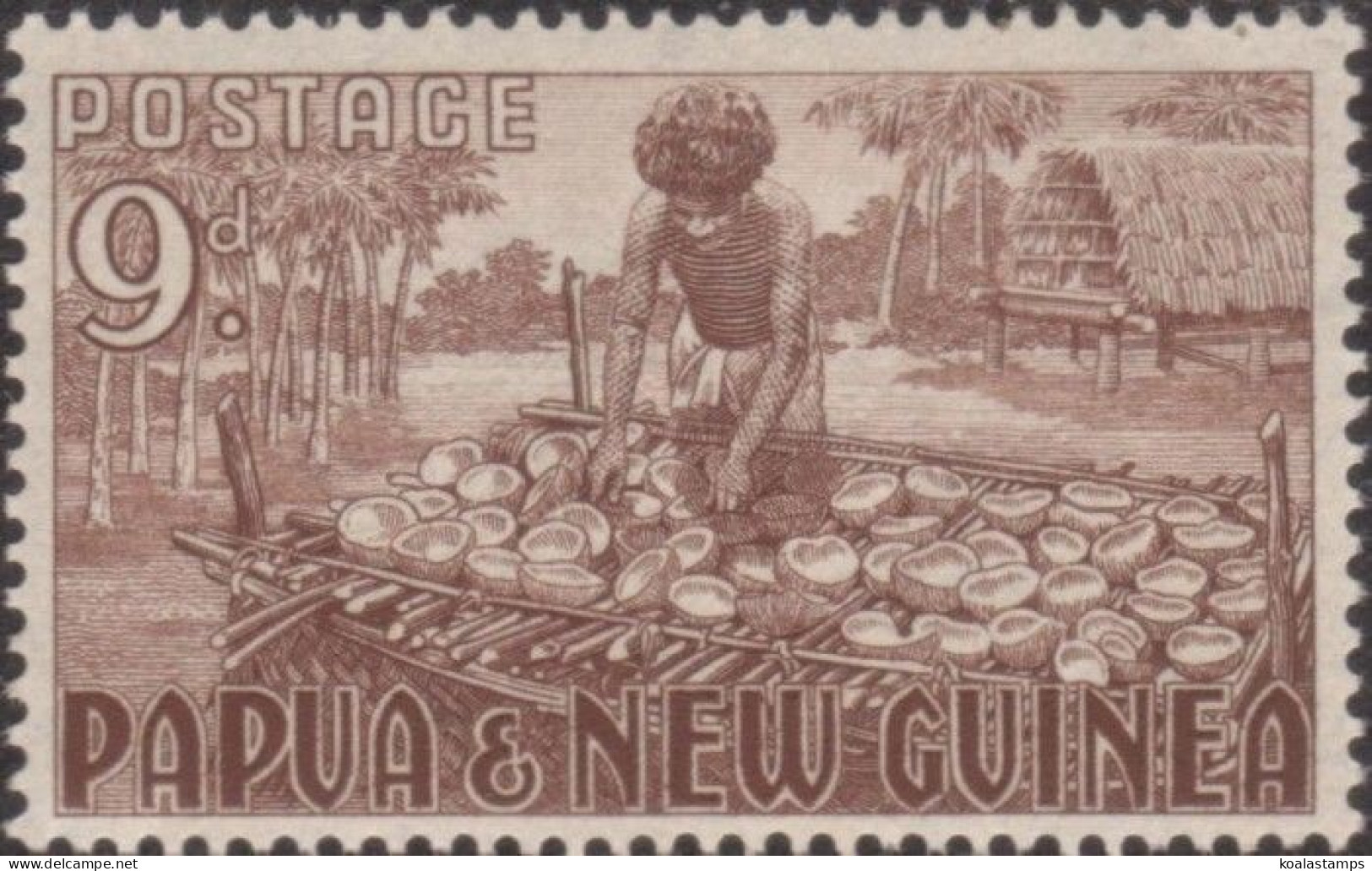 Papua New Guinea 1952 SG9 9d Copra Making MNH - Papua New Guinea