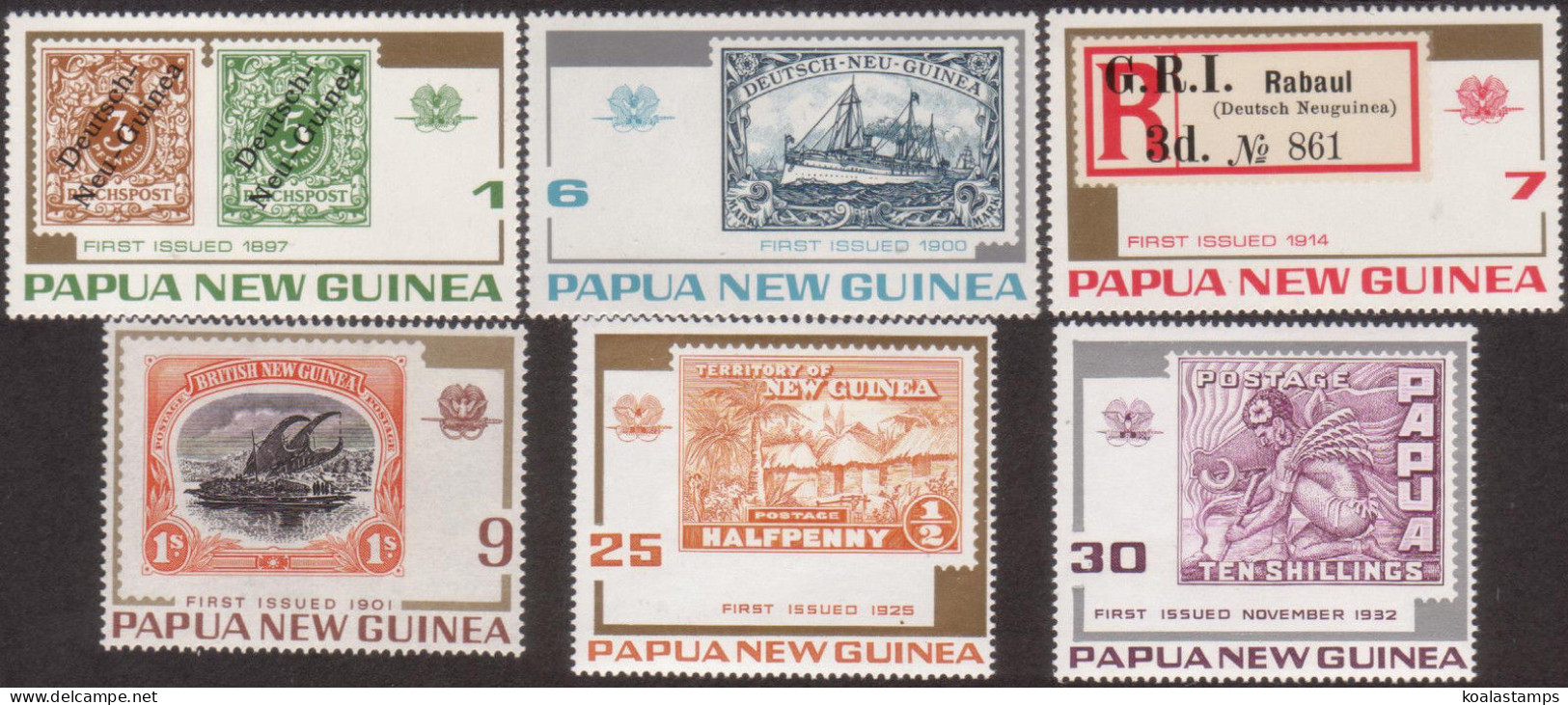 Papua New Guinea 1973 SG260-265 Stamp Anniversaries Set MNH - Papua New Guinea