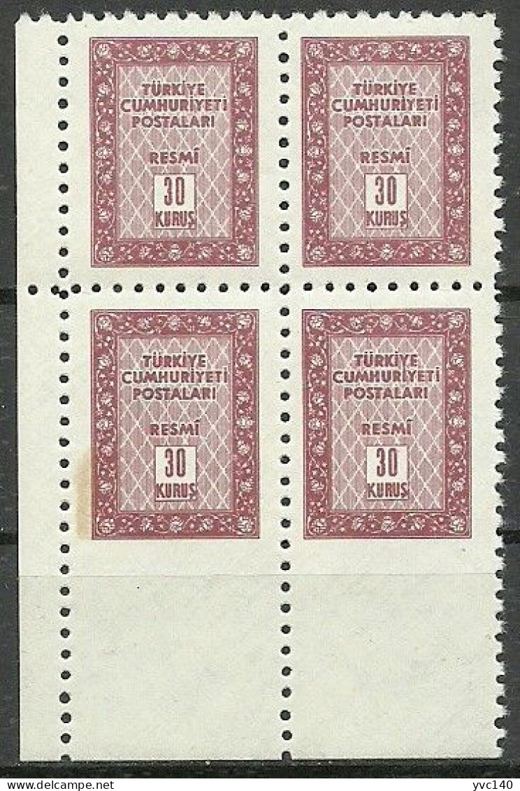 Turkey; 1960 Official Stamp 30 K. ERROR "Imperf. Edge" - Dienstzegels