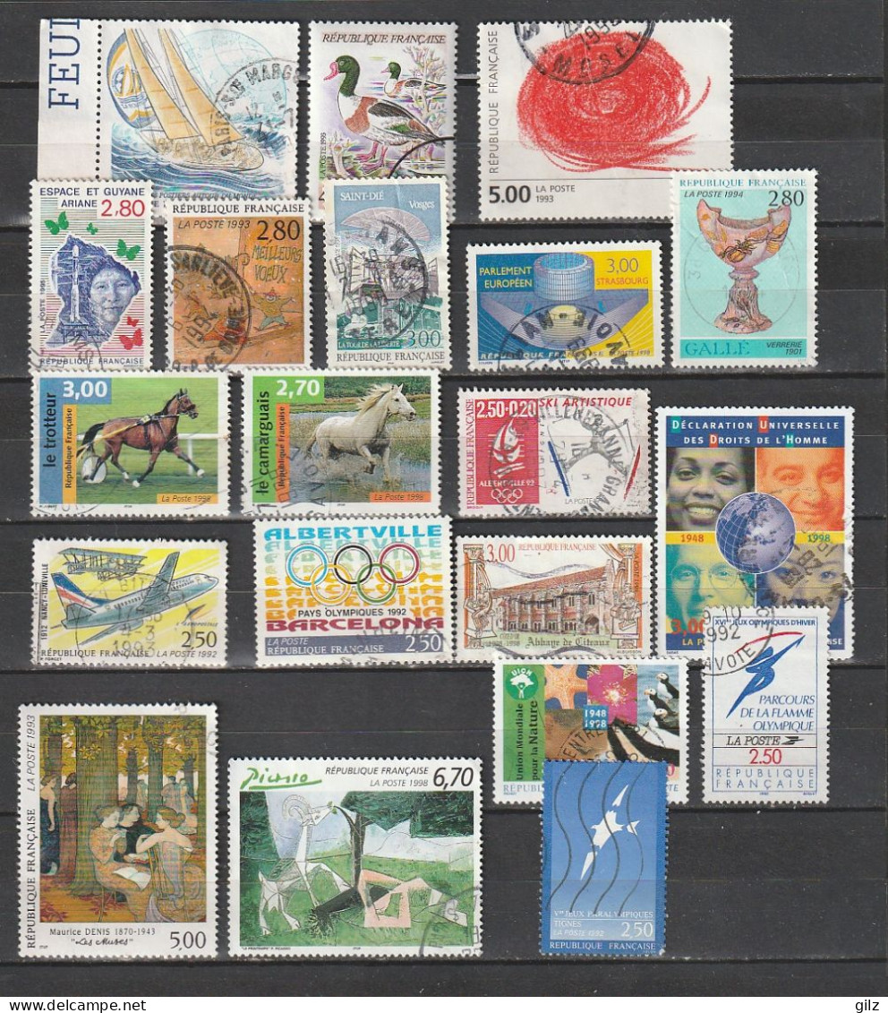 France Lot De 20 Timbres Oblitérés Tous Different - Collezioni