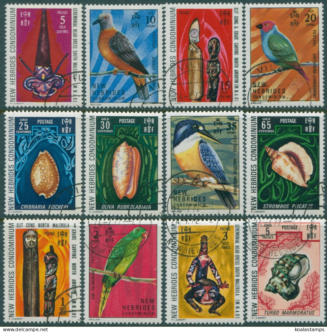 New Hebrides 1972 SG158-169 Birds Shells Carvings Set FU - Otros & Sin Clasificación