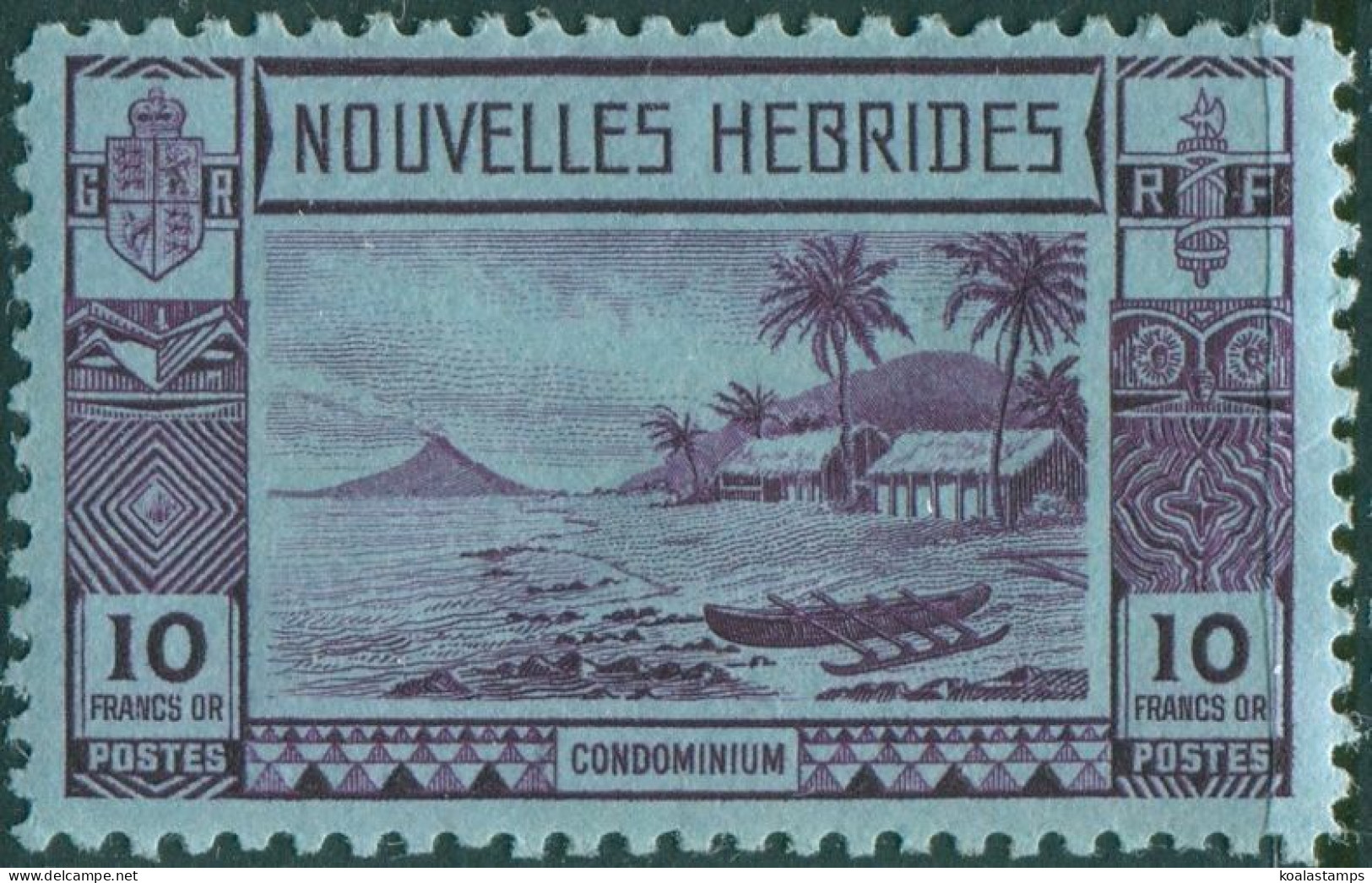 New Hebrides French 1938 SGF64 10f Islands Canoes MNH - Other & Unclassified