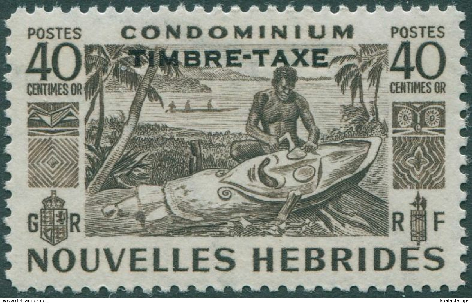 New Hebrides French Due 1953 SGFD95 40c Blackish Brown Native Carving TIMBRE-TAX - Other & Unclassified