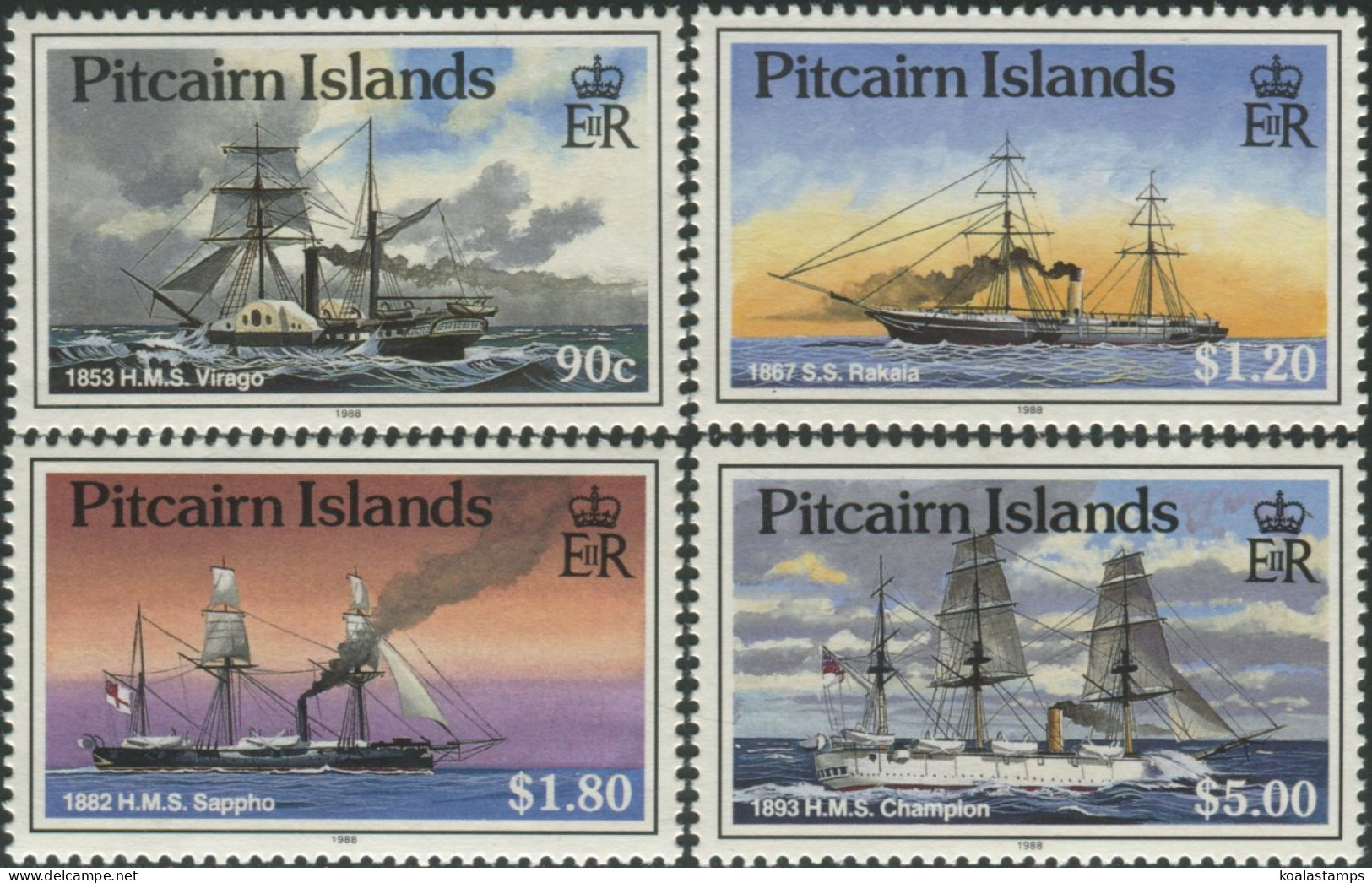 Pitcairn Islands 1988 SG323-326 Ships MNH - Pitcairn Islands