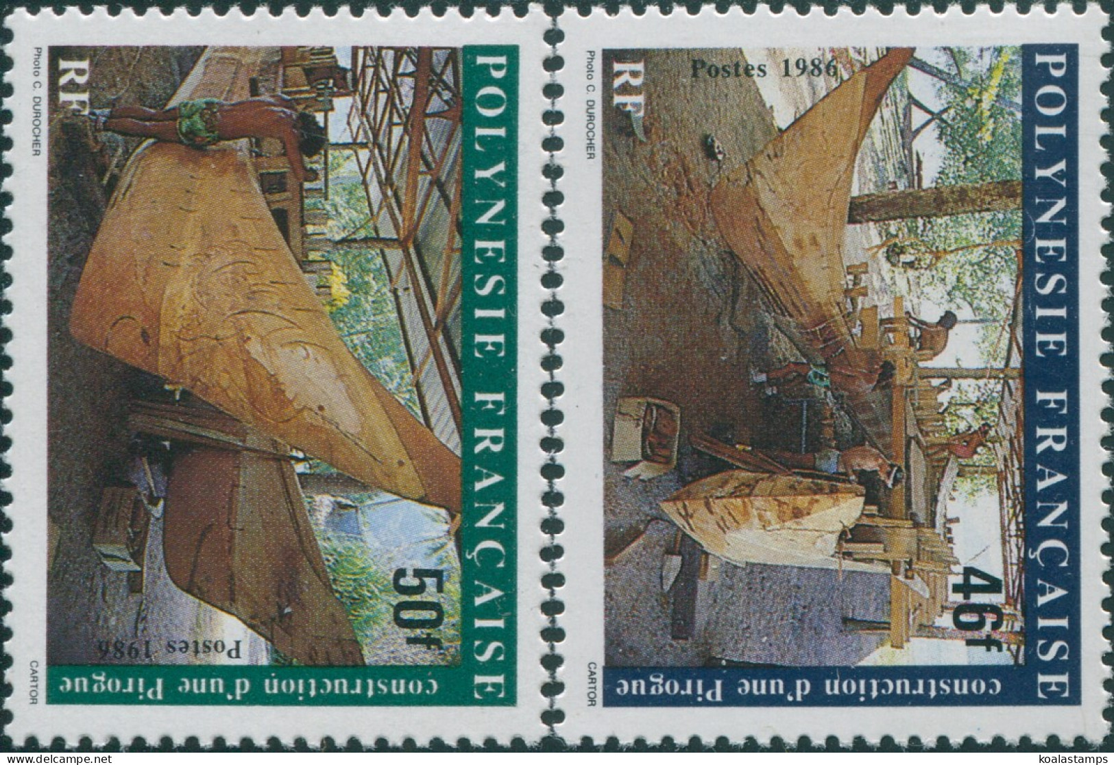 French Polynesia 1986 Sc#447-448,SG490-491 Pirogue Construction Set MNH - Other & Unclassified