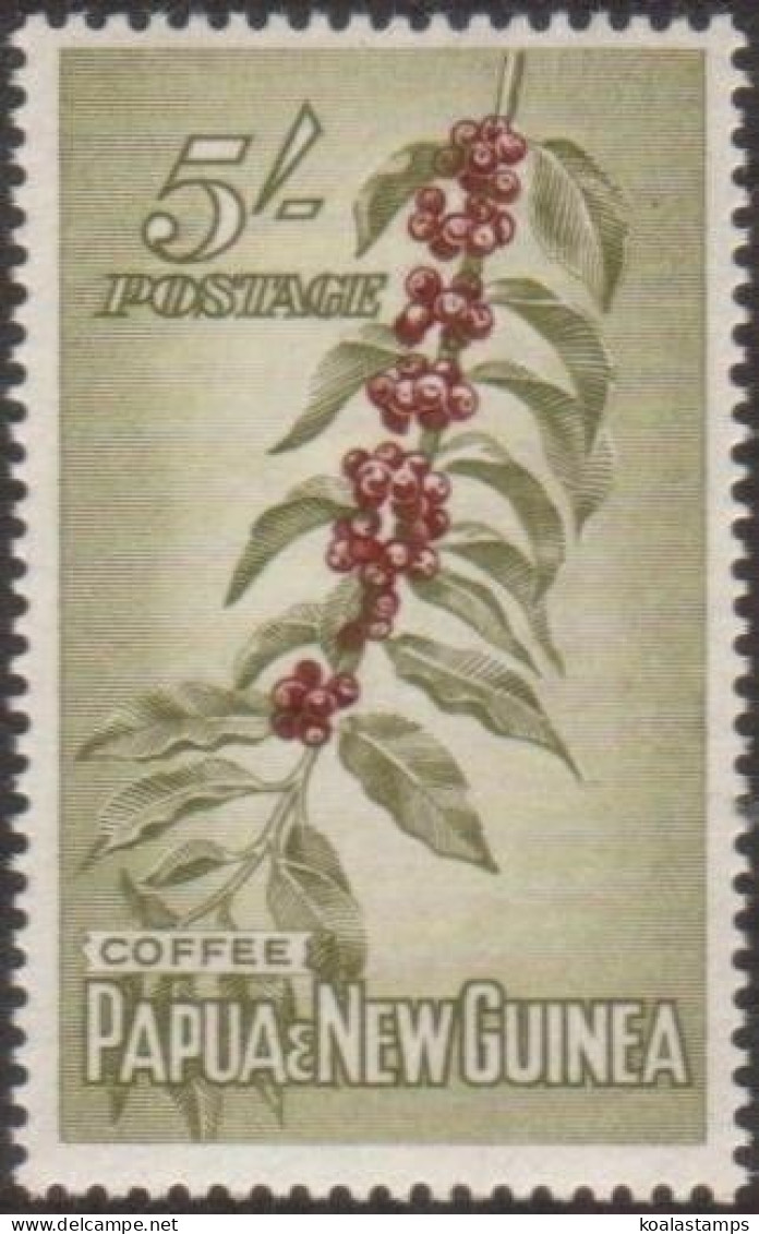 Papua New Guinea 1958 SG24 5/- Coffee Plant MLH - Papouasie-Nouvelle-Guinée