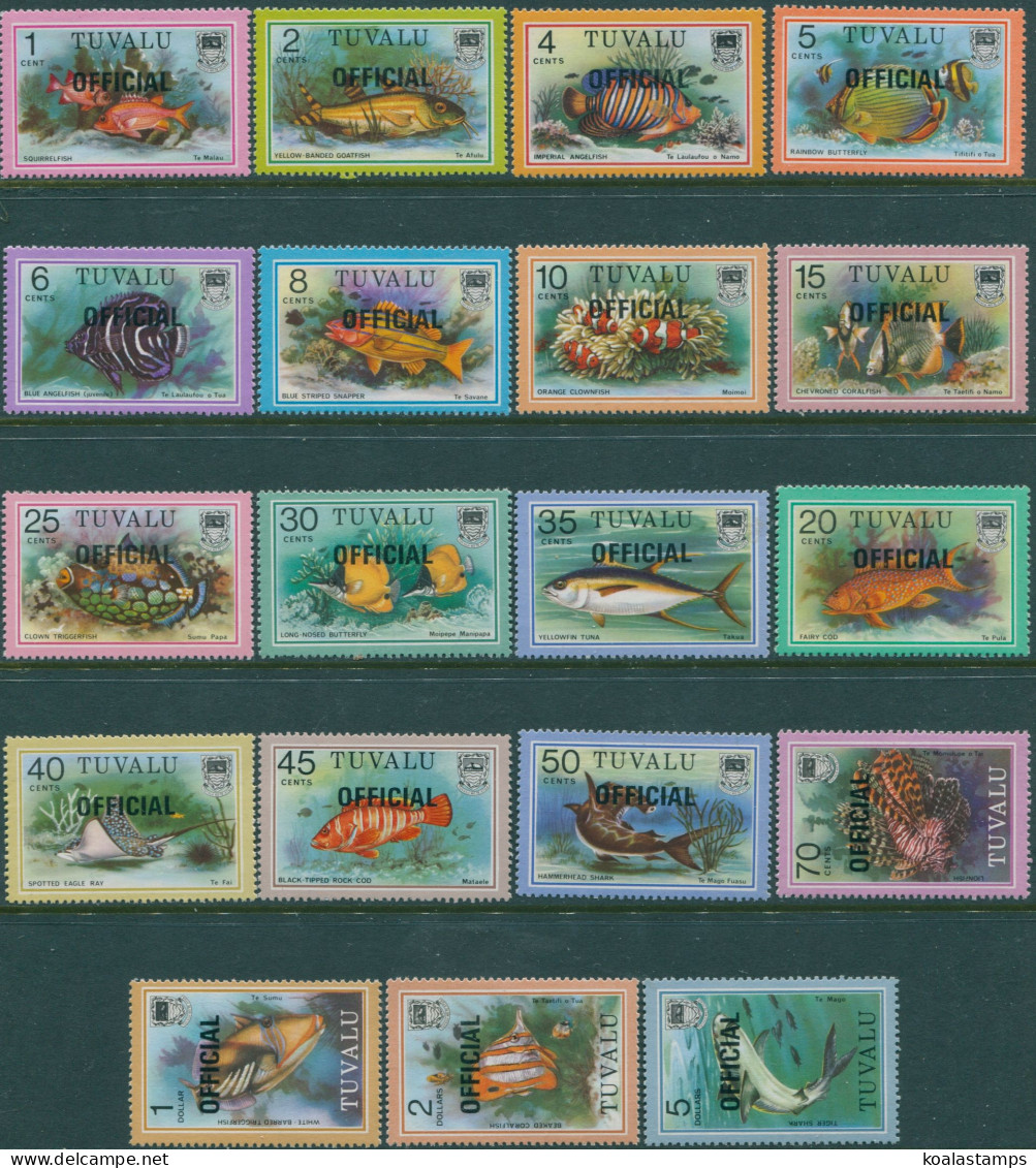 Tuvalu Official 1981 SGO1-O19 Fish OFFICIAL Ovpts Set MNH - Tuvalu