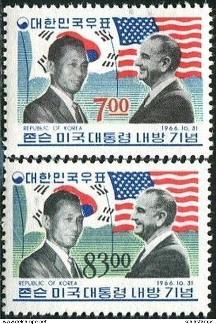 Korea South 1966 SG667 Presidents Pak And Johnson Set MNH - Corée Du Sud