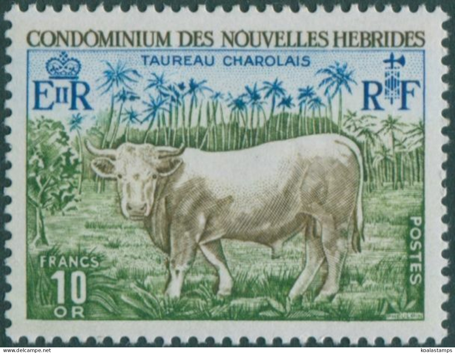 New Hebrides French 1974 SGF213 10f Charolais Bull MNH - Other & Unclassified