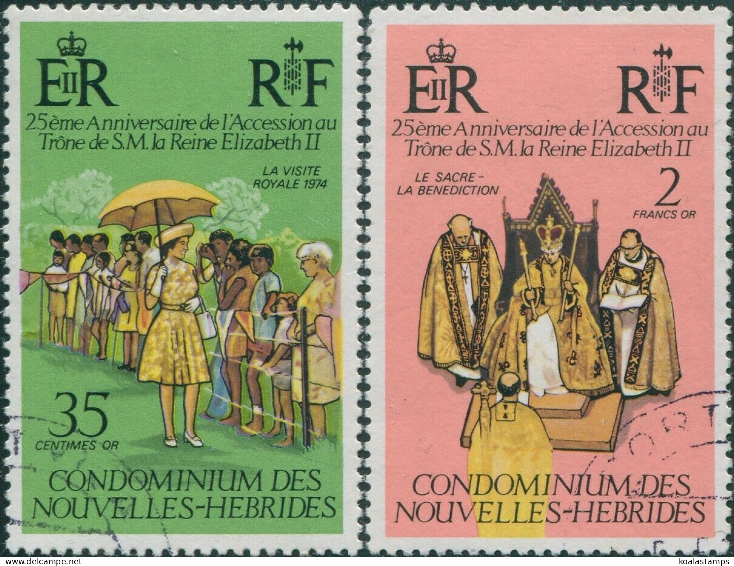 New Hebrides French 1977 SGF232-F233 Silver Jubilee FU - Otros & Sin Clasificación