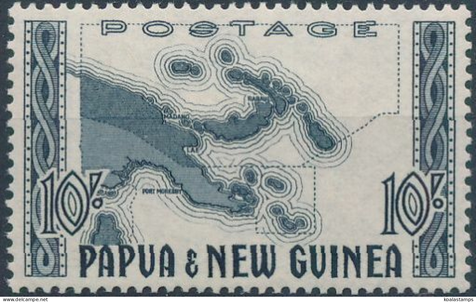 Papua New Guinea 1952 SG14 10/- Map Of Papua New Guinea MLH - Papouasie-Nouvelle-Guinée