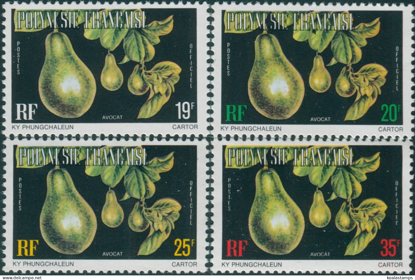 French Polynesia Official 1977 Sc#O9-O12,SGO248-O251 Avocat Fruit MNH - Andere & Zonder Classificatie