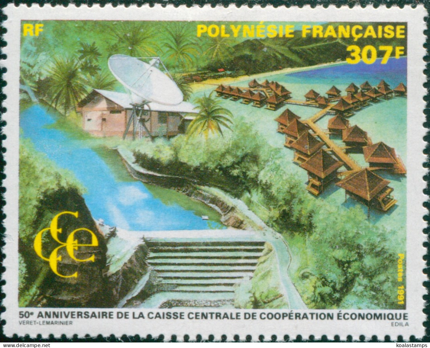 French Polynesia 1991 Sc#577,SG627 307f Financed Projects MLH - Other & Unclassified