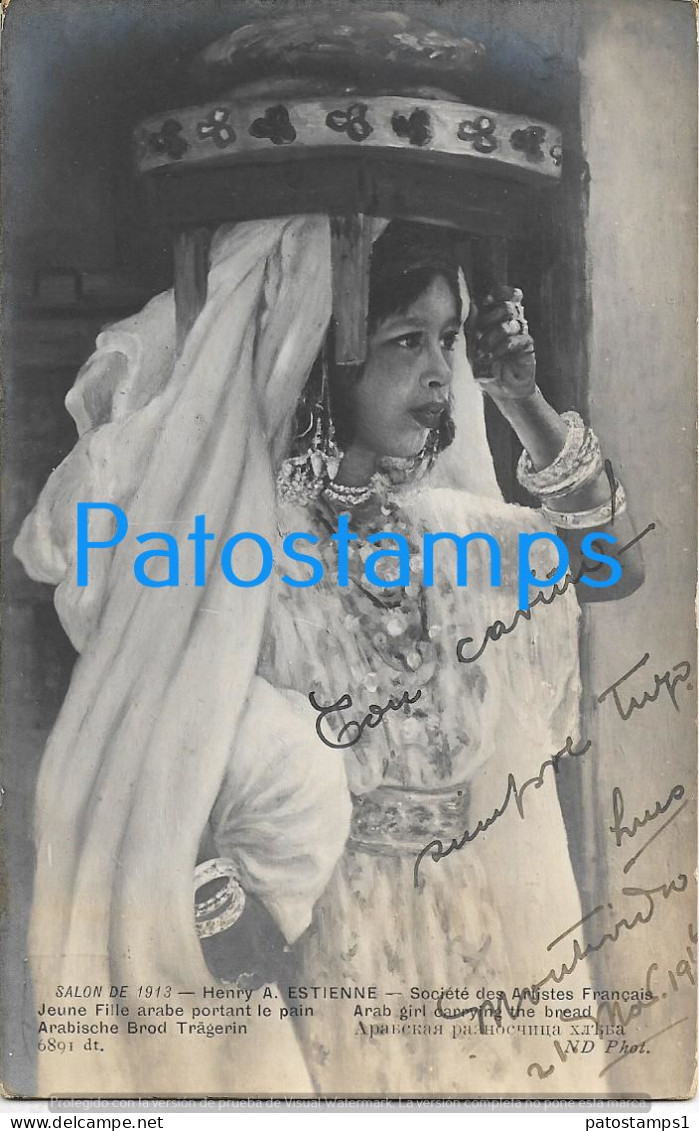 229038 FRANCE ROOM 1913 ART SIGNED HENRY ESTIENNE ARAB GIRL POSTAL POSTCARD - Other & Unclassified