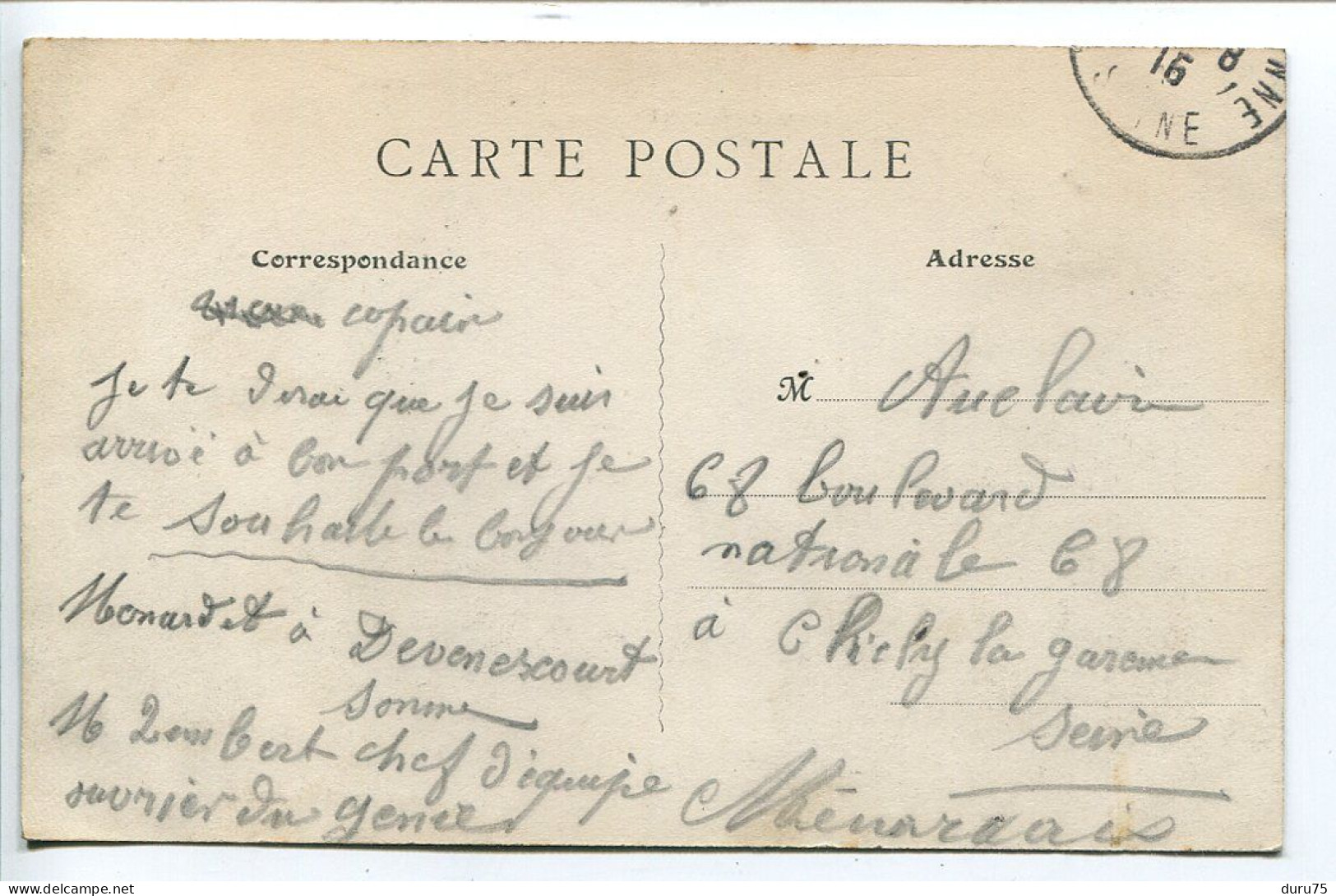CPA Voyagé 1915 * DAVENESCOURT ( Rue Du Village Charrette Foin Vaches Rentrant à L'étable ) Librairie L. Vallée Editeur - Sonstige & Ohne Zuordnung