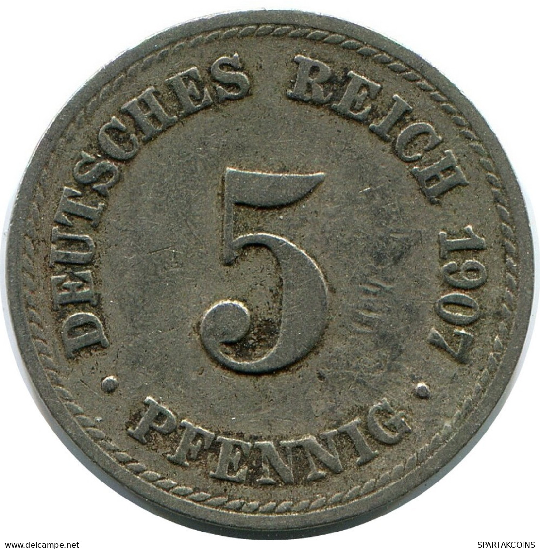 5 PFENNIG 1907 A GERMANY Coin #DB223.U.A - 5 Pfennig