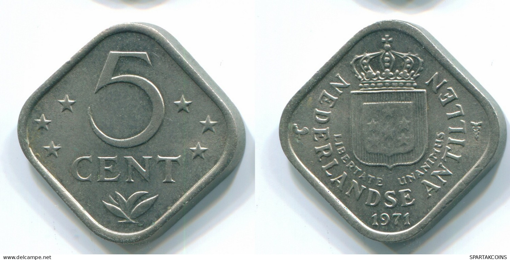 5 CENTS 1971 ANTILLAS NEERLANDESAS Nickel Colonial Moneda #S12189.E.A - Netherlands Antilles