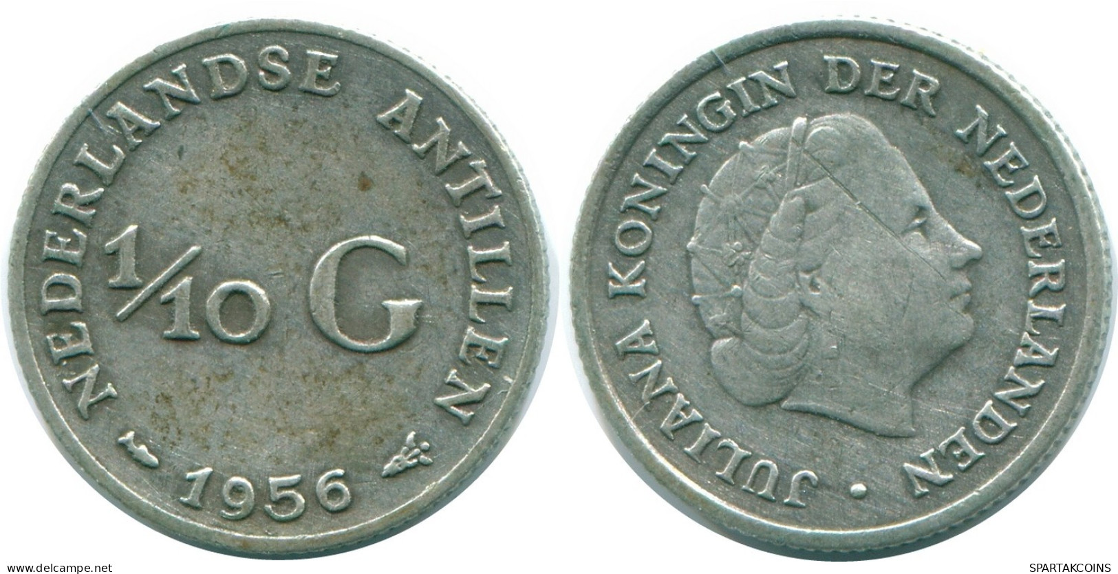 1/10 GULDEN 1956 NIEDERLÄNDISCHE ANTILLEN SILBER Koloniale Münze #NL12073.3.D.A - Niederländische Antillen