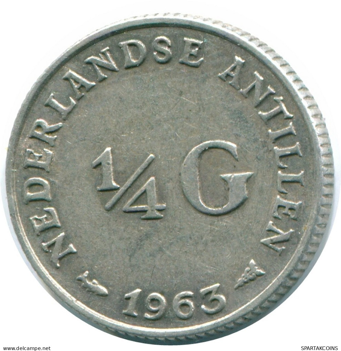 1/4 GULDEN 1963 NIEDERLÄNDISCHE ANTILLEN SILBER Koloniale Münze #NL11226.4.D.A - Netherlands Antilles