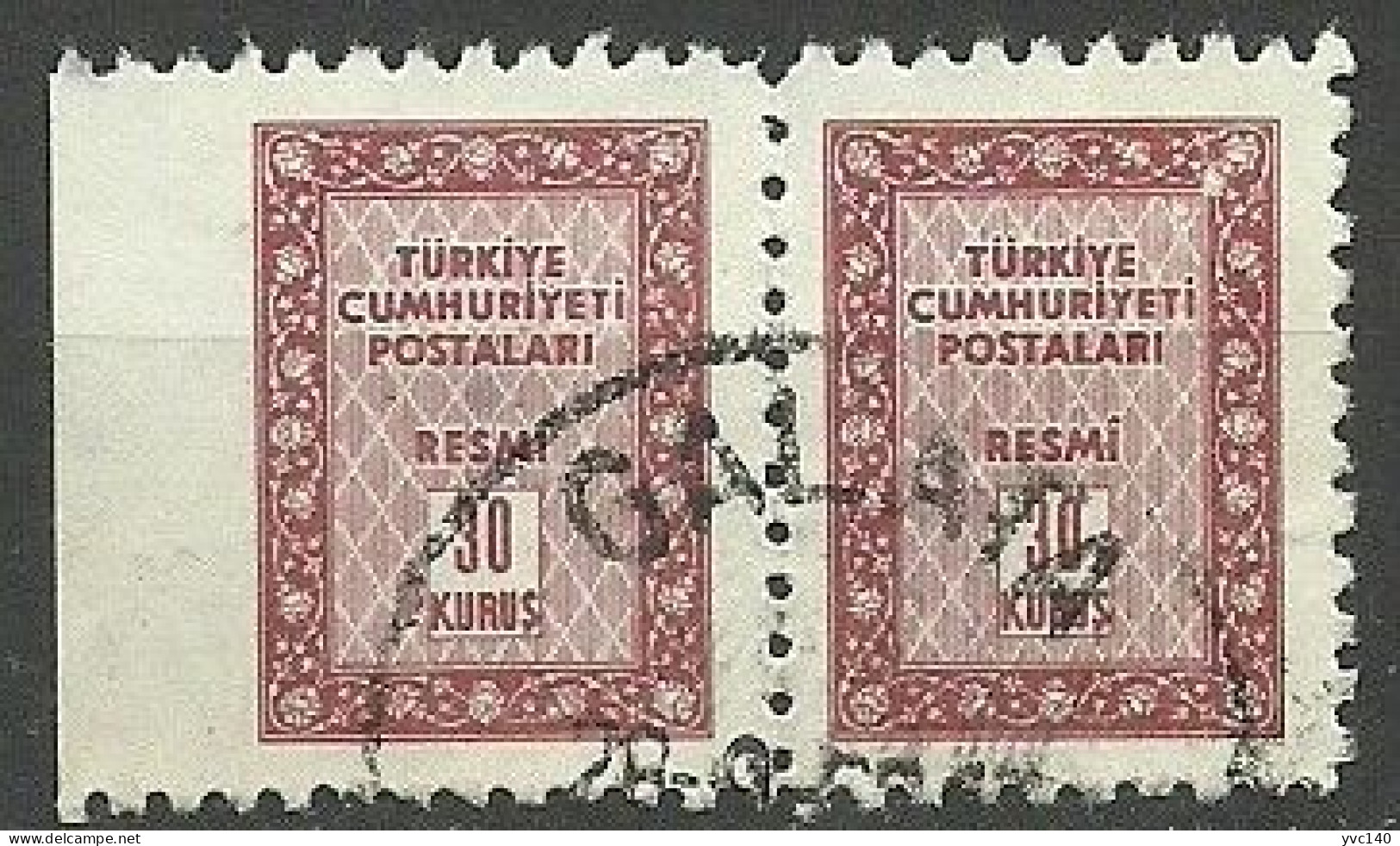 Turkey; 1960 Official Stamp 30 K. ERROR "Imperf. Edge" - Official Stamps