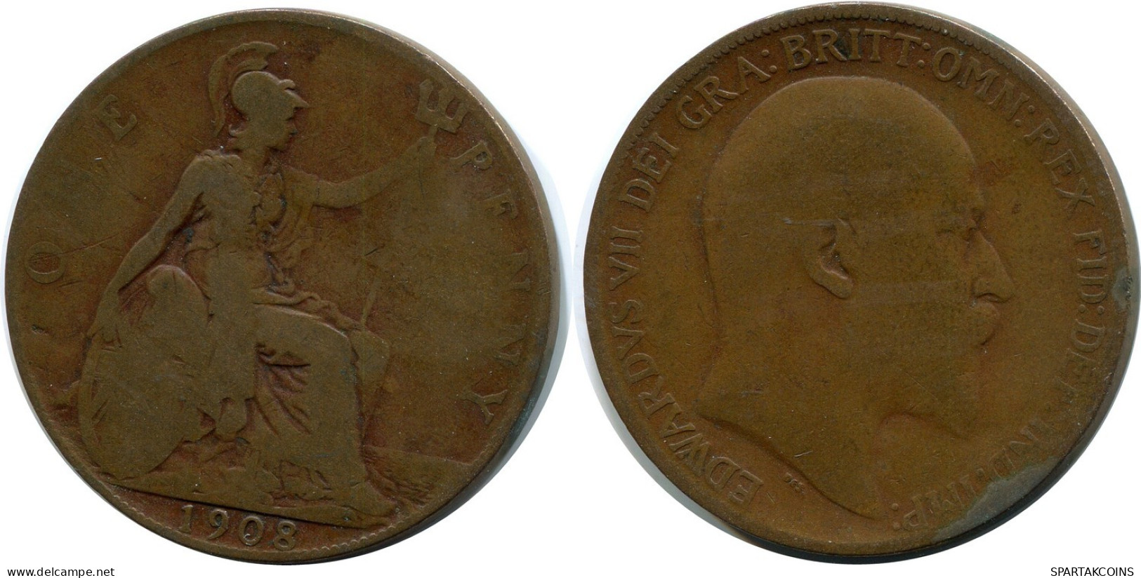 PENNY 1908 UK GROßBRITANNIEN GREAT BRITAIN Münze #BB003.D.A - D. 1 Penny