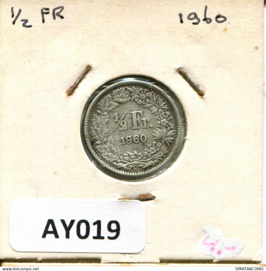 1/2 FRANC 1960 B SUIZA SWITZERLAND Moneda PLATA #AY019.3.E.A - Sonstige & Ohne Zuordnung
