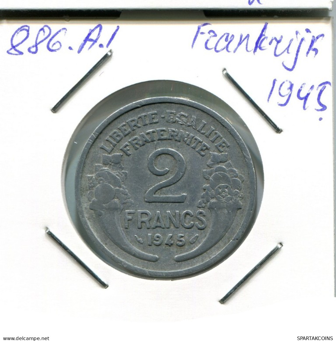 2 FRANCS 1945 FRANCIA FRANCE Moneda #AN352.E.A - 2 Francs