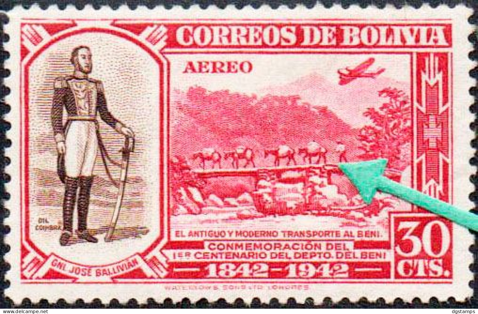 Bolivia 1943 * Hinge. CEFIBOL 416s. Muleteer Without Cane. Dept. Beni. Printed By Waterlow & Sons. - Bolivie