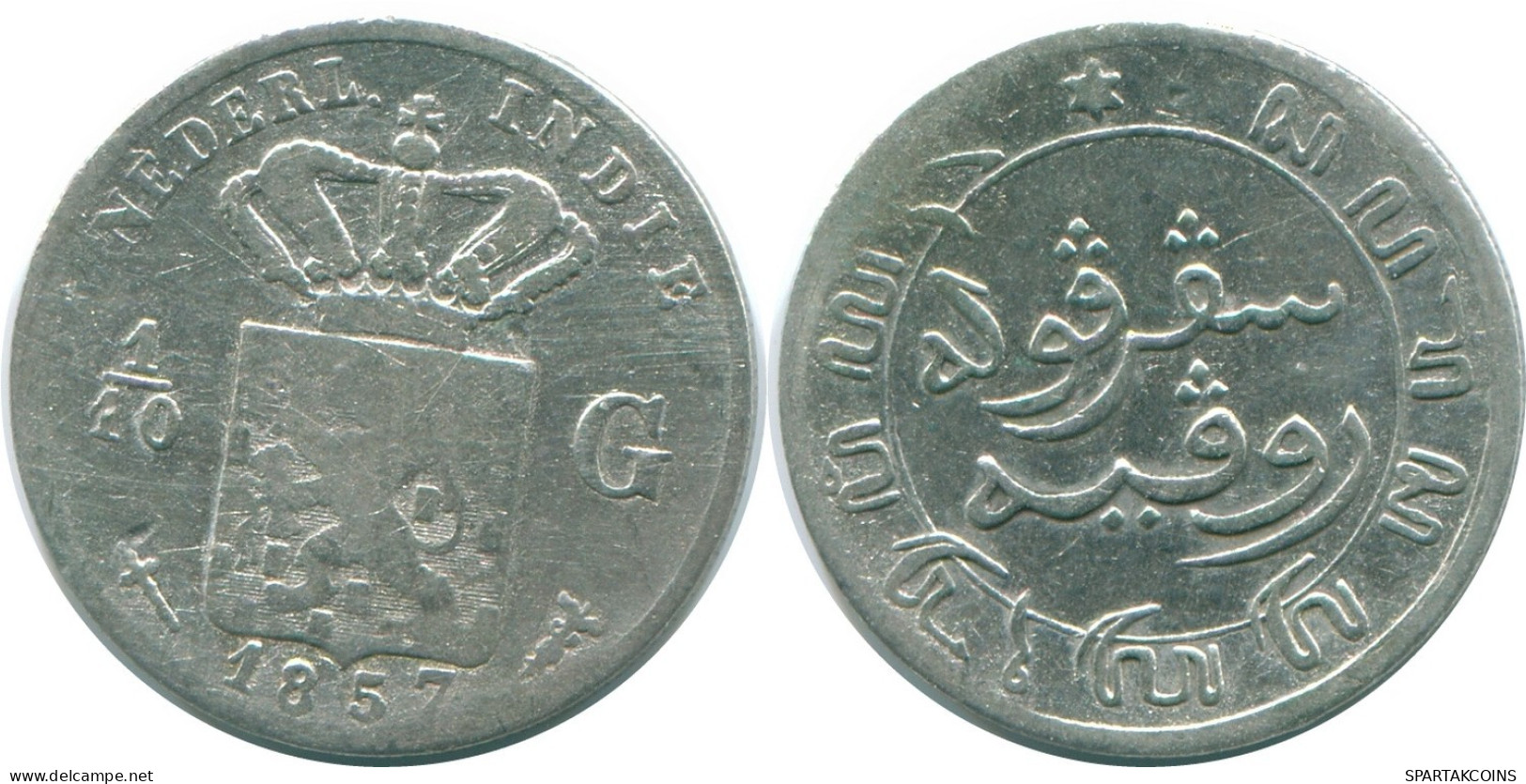 1/10 GULDEN 1857 NETHERLANDS EAST INDIES SILVER Colonial Coin #NL13147.3.U.A - Indes Néerlandaises
