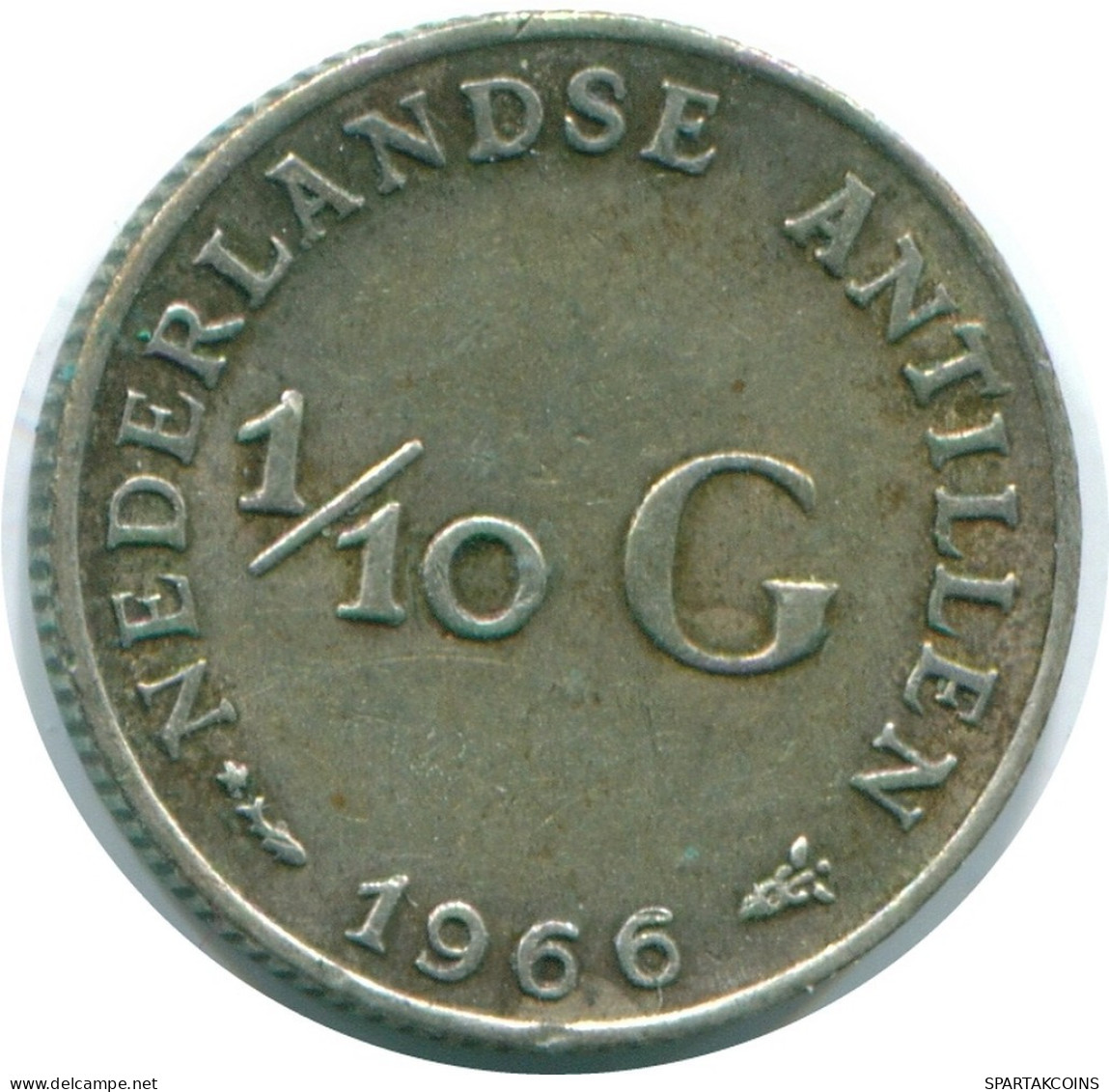 1/10 GULDEN 1966 ANTILLAS NEERLANDESAS PLATA Colonial Moneda #NL12931.3.E.A - Netherlands Antilles
