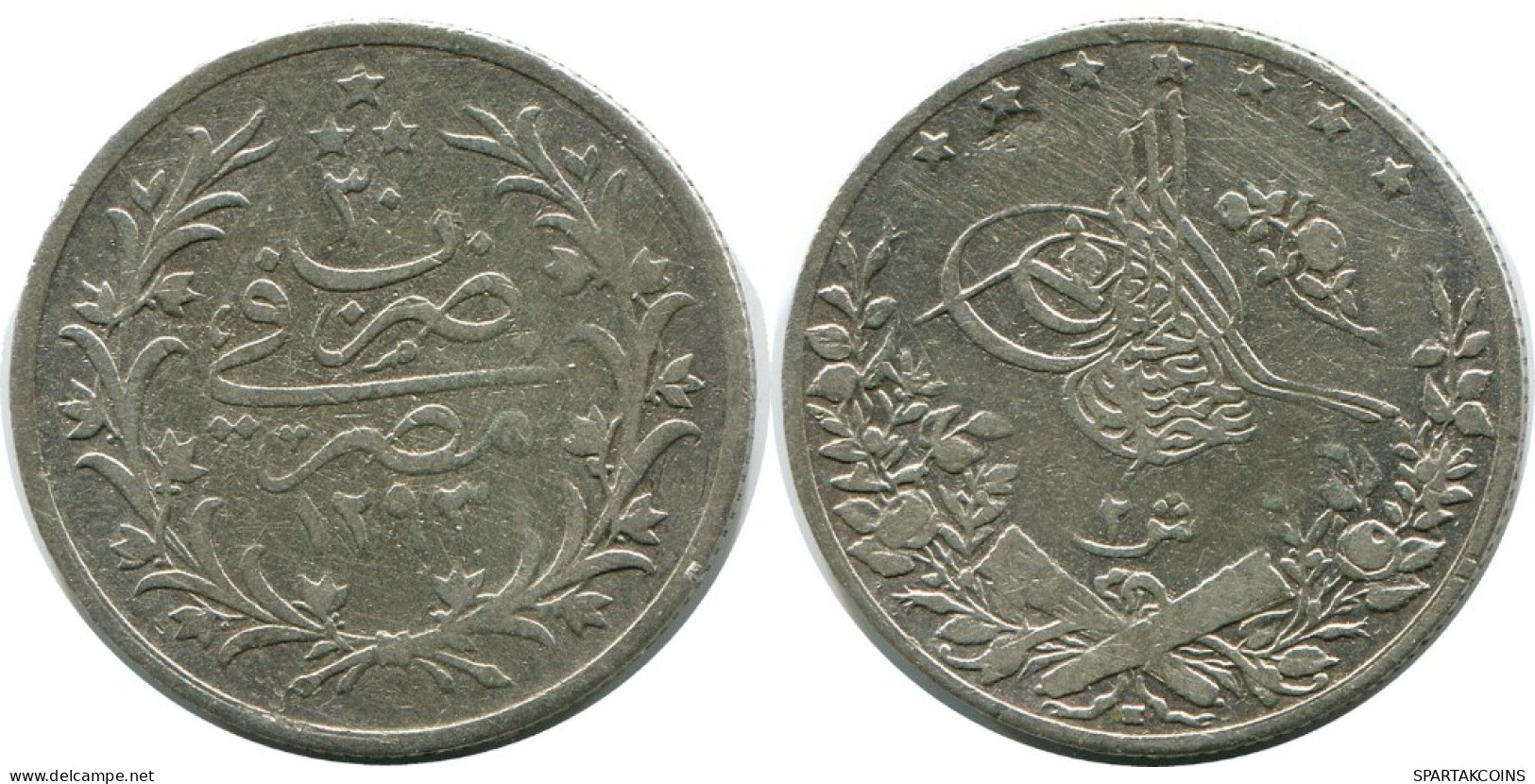 2 QIRSH 1894 ÄGYPTEN EGYPT Islamisch Münze #AH264.10.D.A - Egypt