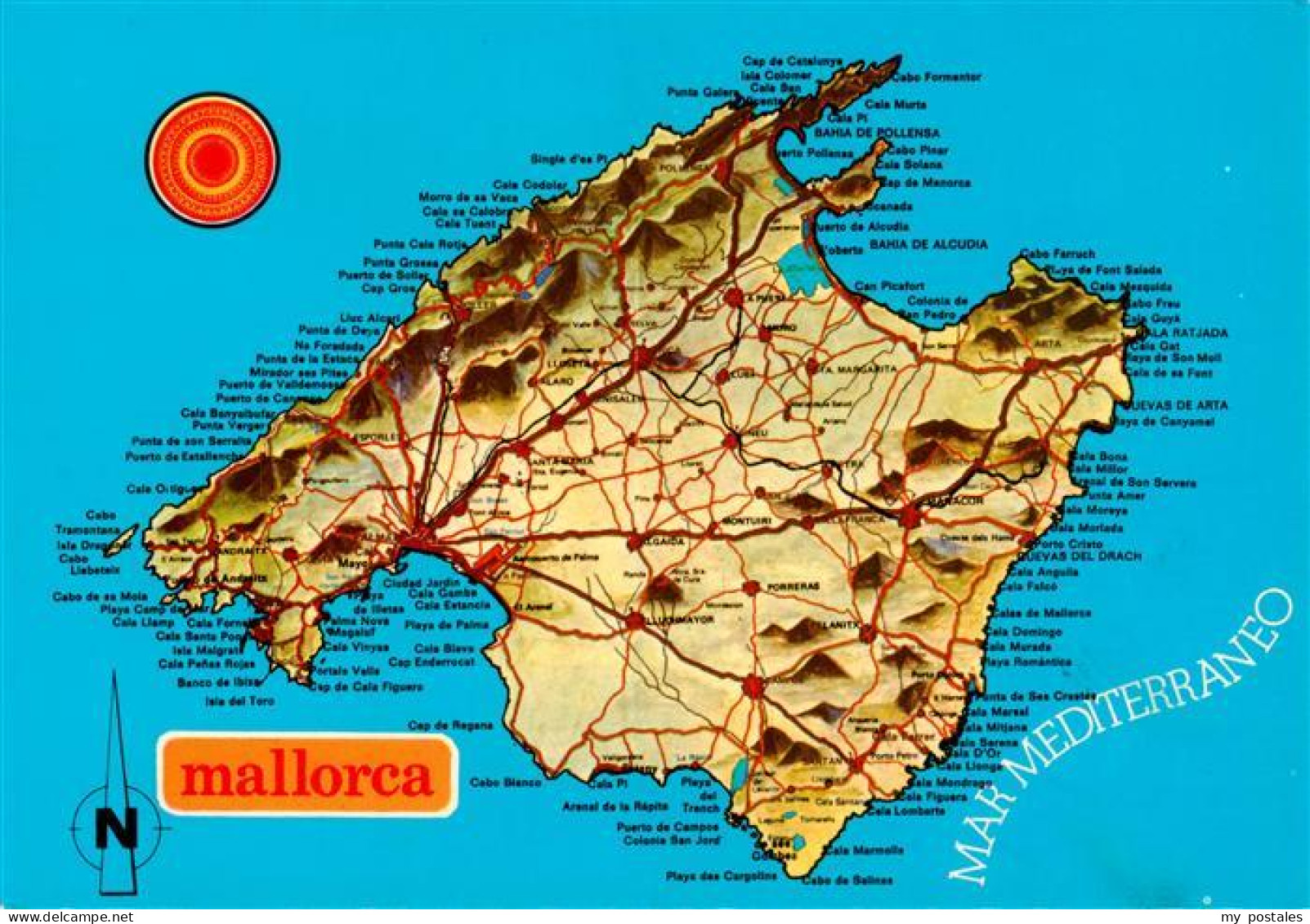 73945872 Mallorca_ES Plano Con Detalles Característocos De La Isla Landkarte - Other & Unclassified