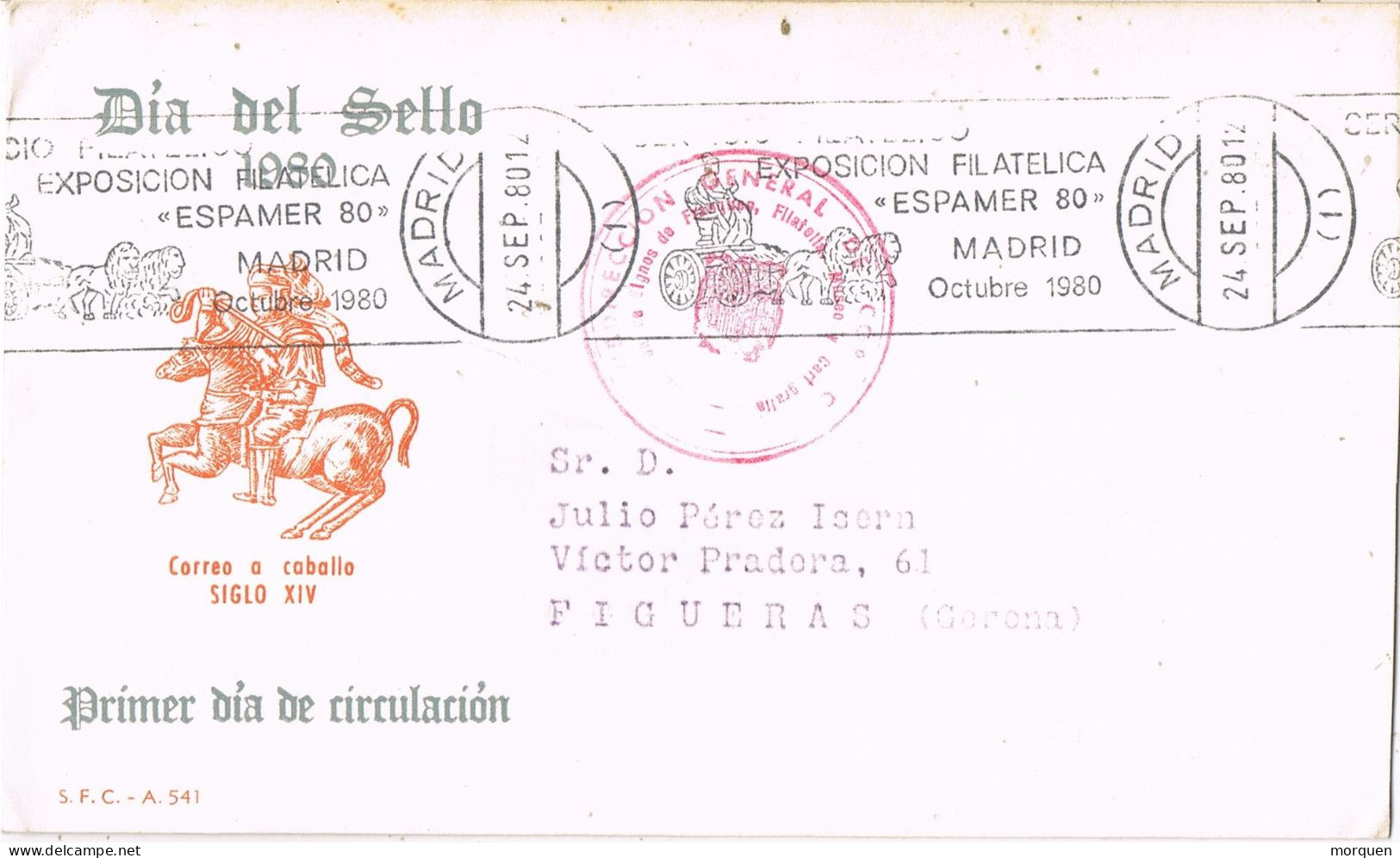 55116. Carta MADRID 1980. Franquicia Servicio Filatelico. Rodillo ESPAMER 80 - Lettres & Documents