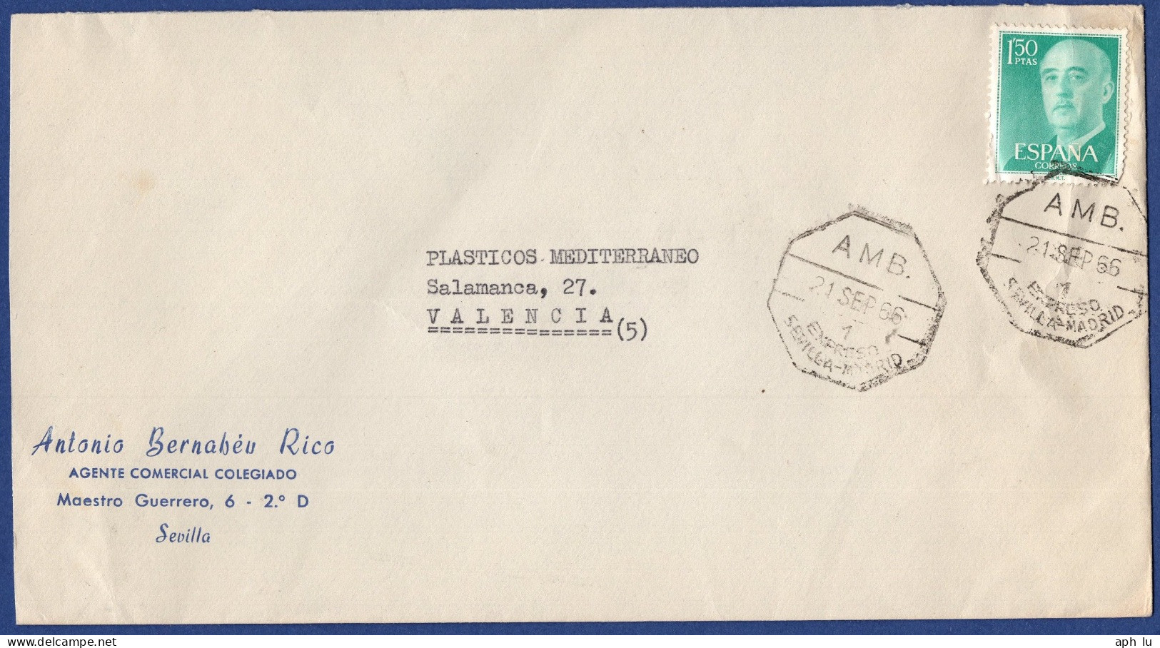 Bahnpost (Ambulant; R.P.O./T.P.O.) Sevilla-Madrid (AD4231) - Lettres & Documents