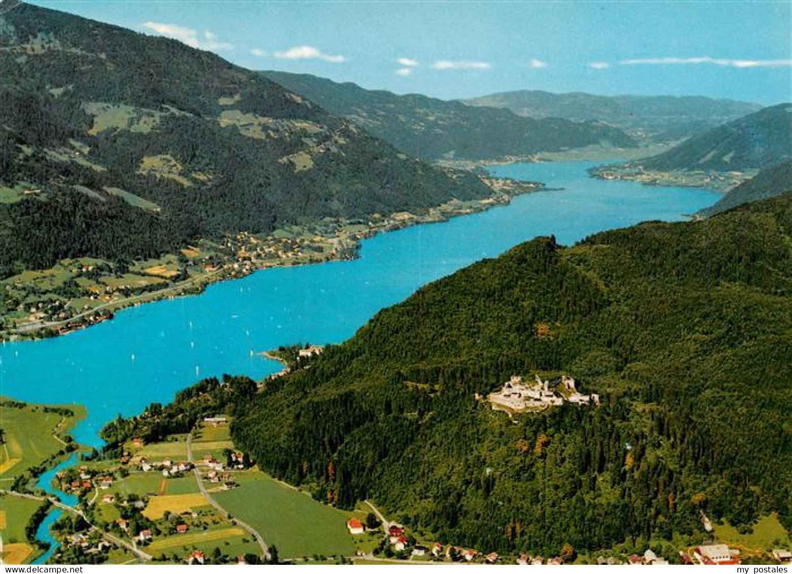 73945857 Ossiach_Ossiachersee_Kaernten_AT Panorama Mit Burgruine Landskron - Autres & Non Classés