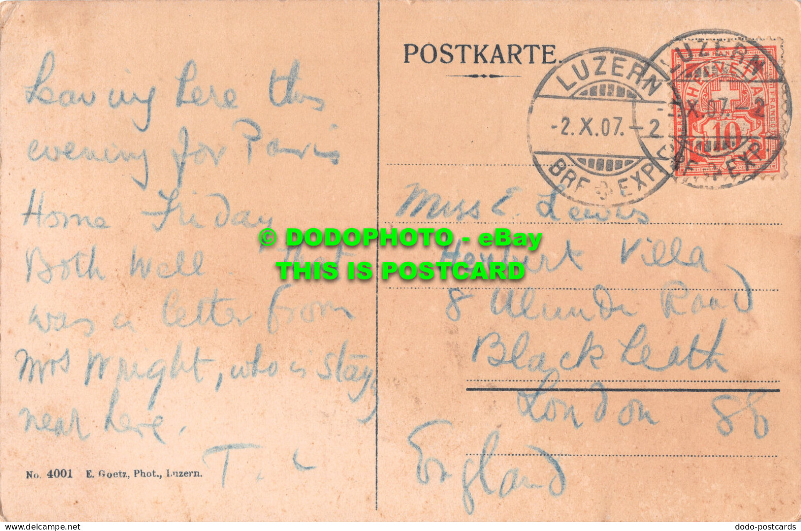 R466254 Luzern U. D. Pilatus. E. Goetz. No. 4001. 1907 - World