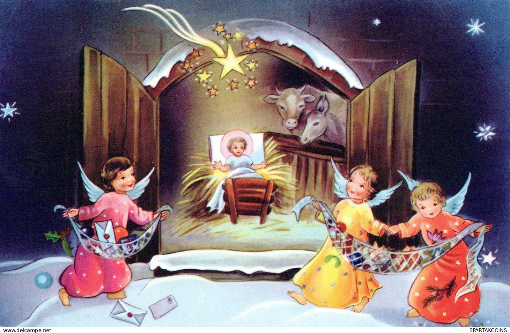 ANGELO Buon Anno Natale Vintage Cartolina CPSMPF #PAG750.A - Angels