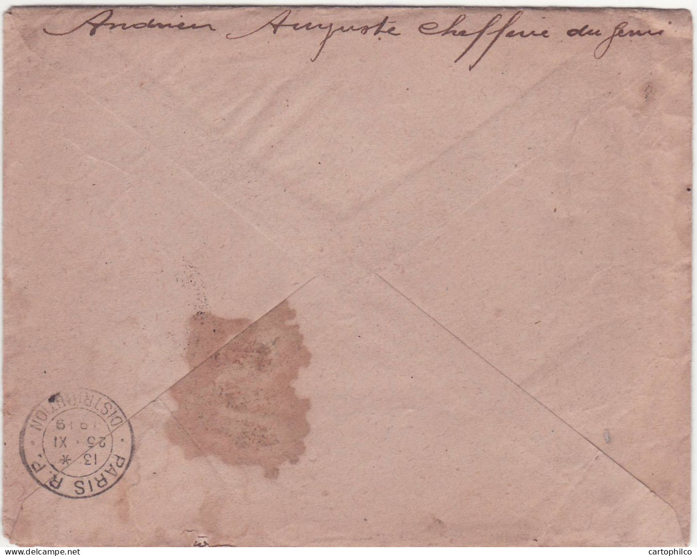 'Maroc Lettre 1919 Avec Cachet Troupes D''occupation Chefferie Du Genie' - Briefe U. Dokumente