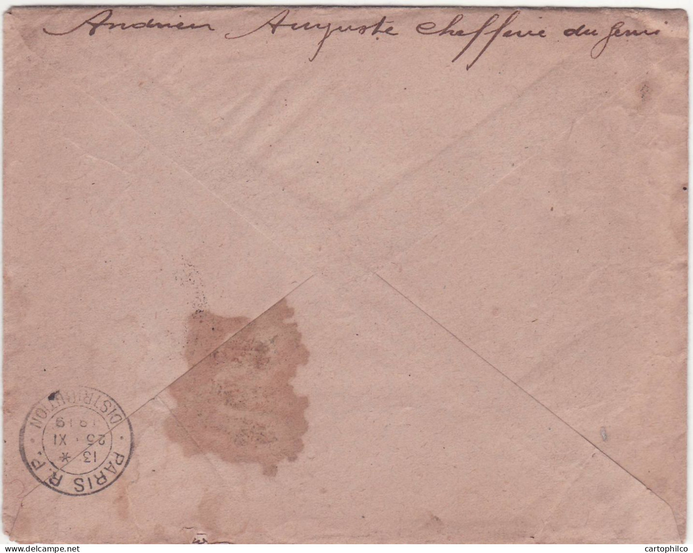 'Maroc Lettre 1919 Avec Cachet Troupes D''occupation Chefferie Du Genie' - Lettres & Documents