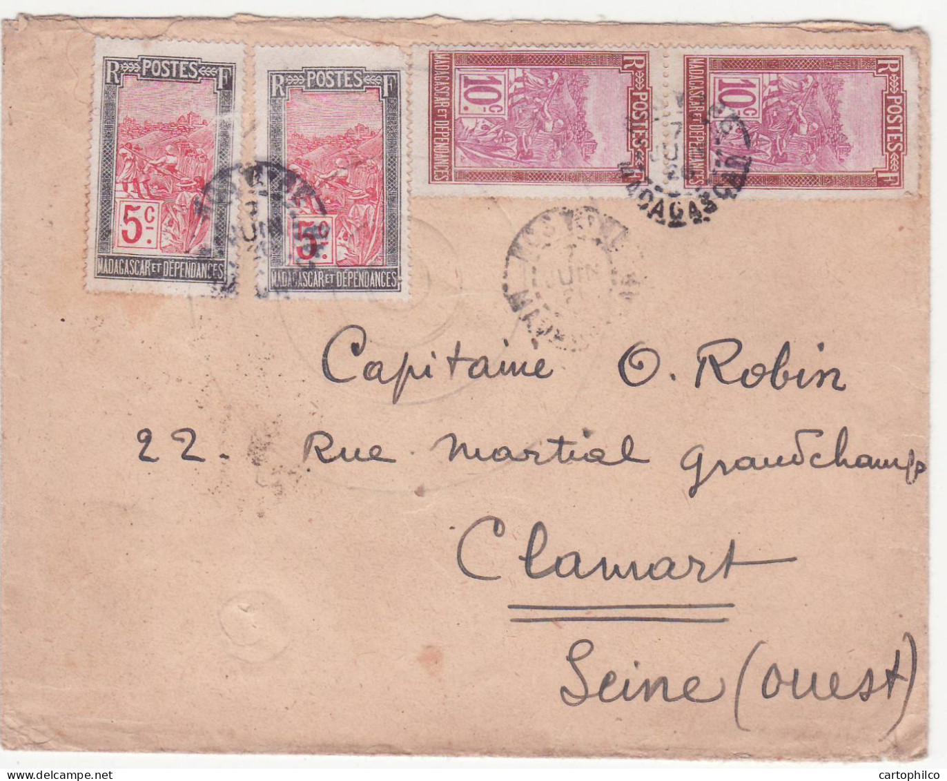 Madagascar Lettre Pour Clamart - Covers & Documents