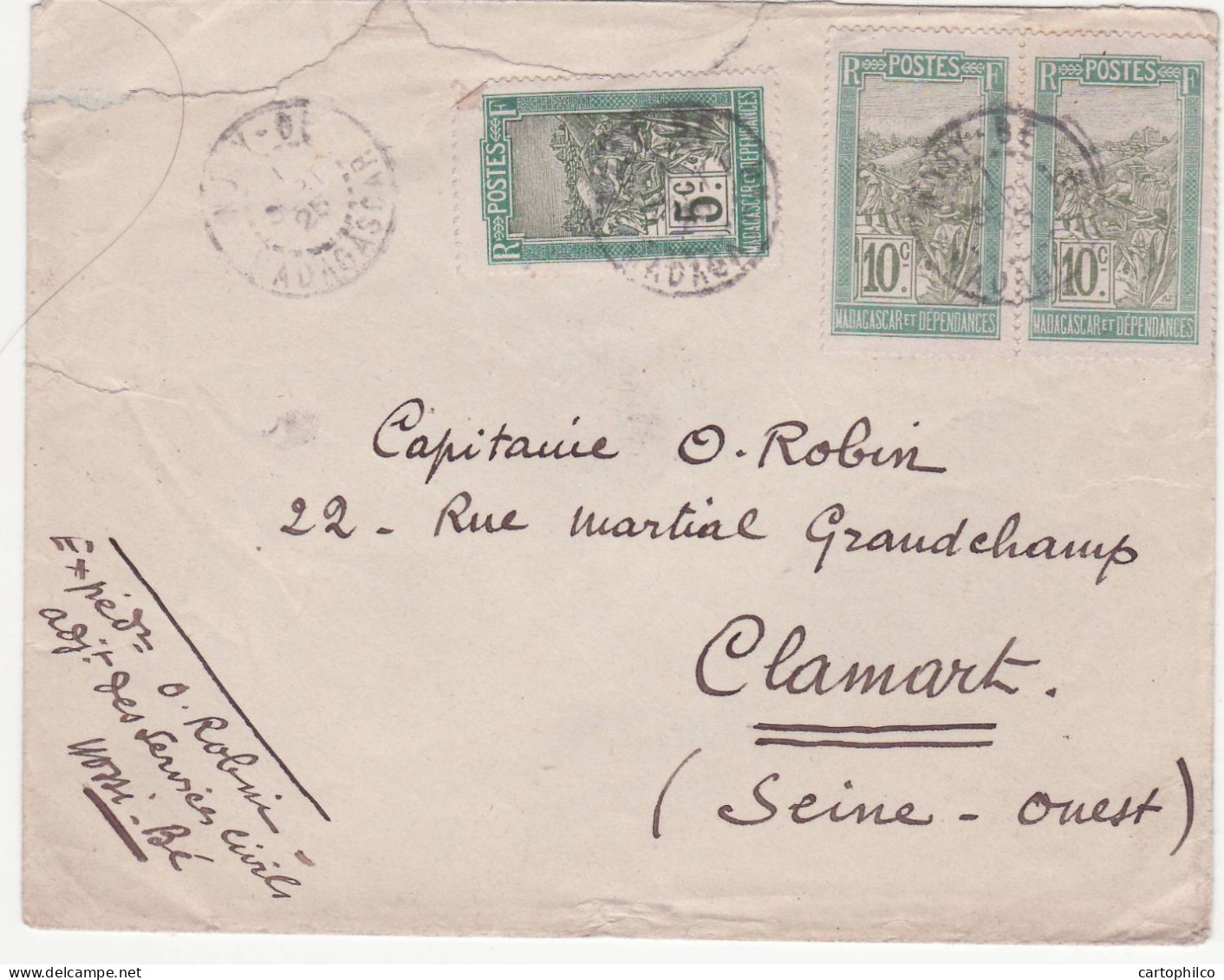 Madagascar Lettre Pour Clamart - Covers & Documents