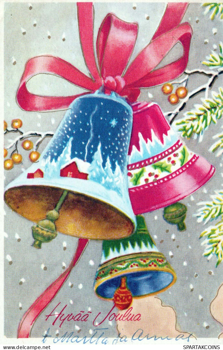 Bonne Année Noël CLOCHE Vintage Carte Postale CPSM #PAT423.A - New Year