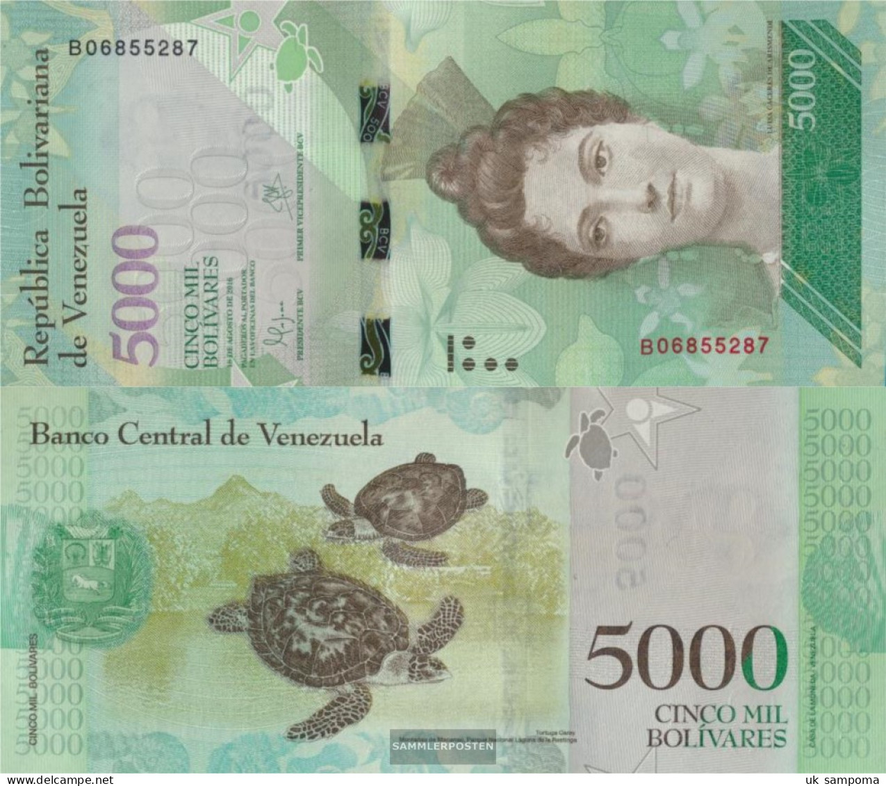 Venezuela Pick-number: 97a Uncirculated 2016 5.000 Bolivares - Venezuela