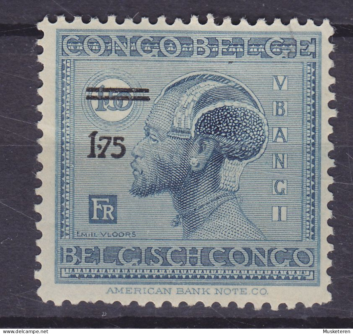 Belgian Congo 1927 Mi. 94, 1.75/1.50 Fr. Overprinted Surchargé Ubangi-Mann, MH* (2 Scans) - Ungebraucht