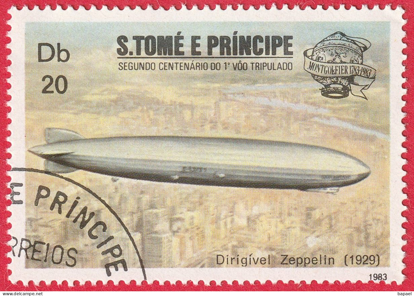 N° Yvert & Tellier 743 - Sao Tomé-et-Principe (1983) (Oblitéré) - 200è 1ère Ascension Dans Atmosphère (Cf Descriptif) - Sao Tome And Principe
