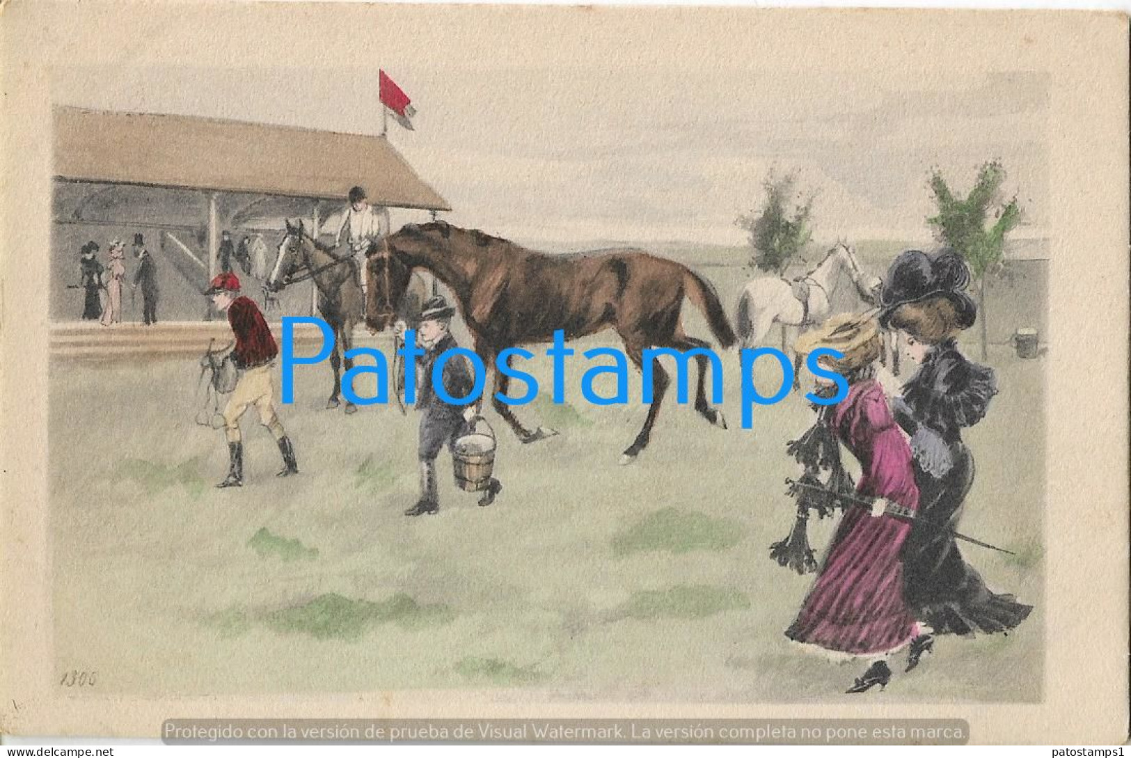 229046 ART ARTE SIGNED TOMMI SMART REST FROM THE HORSE RACE AND WOMAN LOOKING POSTAL POSTCARD - Other & Unclassified
