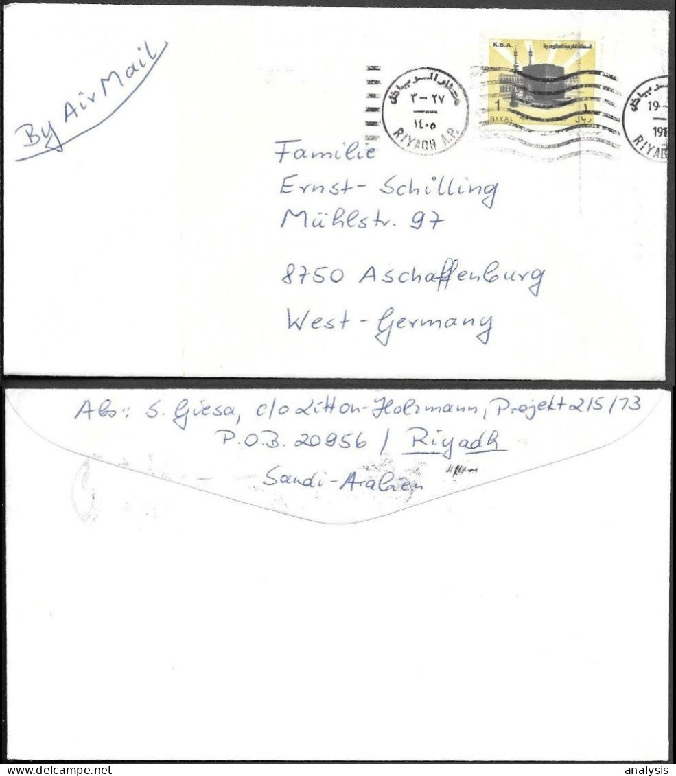 Saudi Arabia Riyadh Cover To Germany 1981. 1R Stamp Mosque Holy Kaaba - Saudi-Arabien